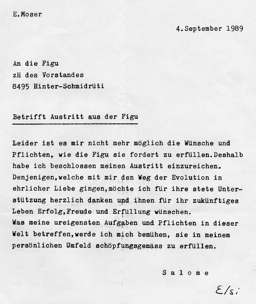 Original letter of withdrawal