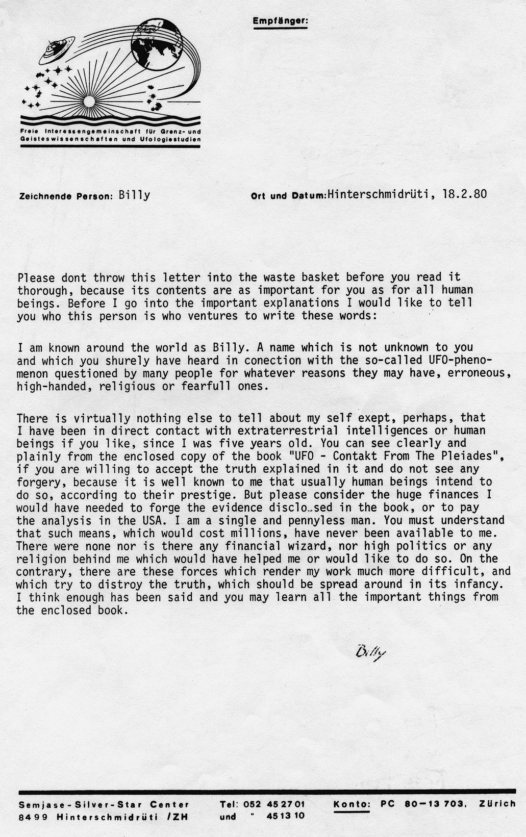 Original Letter – Page 1 of 6