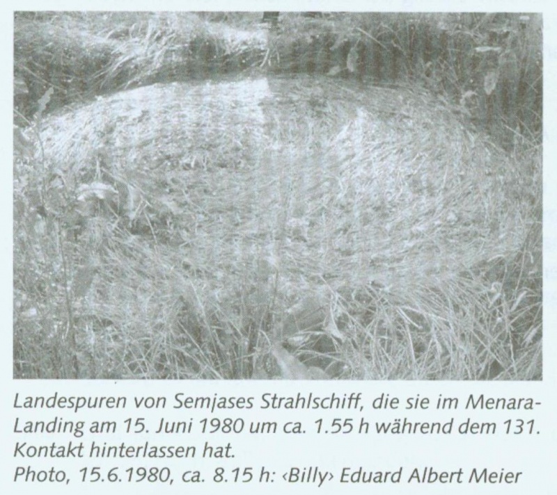 Landing tracks from Semjase's Beamship, which she left behind in the Menara Landing on June 15th, 1980 at about 1:55am during the 131st Contact. Photo, 6/15/1980, about 8:15am: “Billy” Eduard Albert Meier